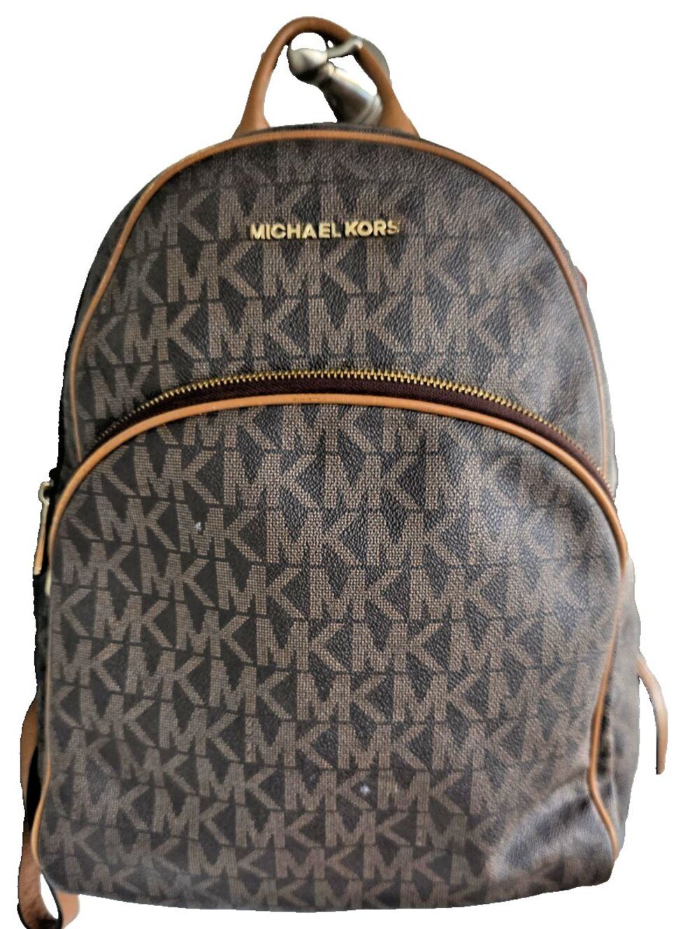 Michael Kors Abbey Large Backpack Brown/Acorn MK Signature Logo Print